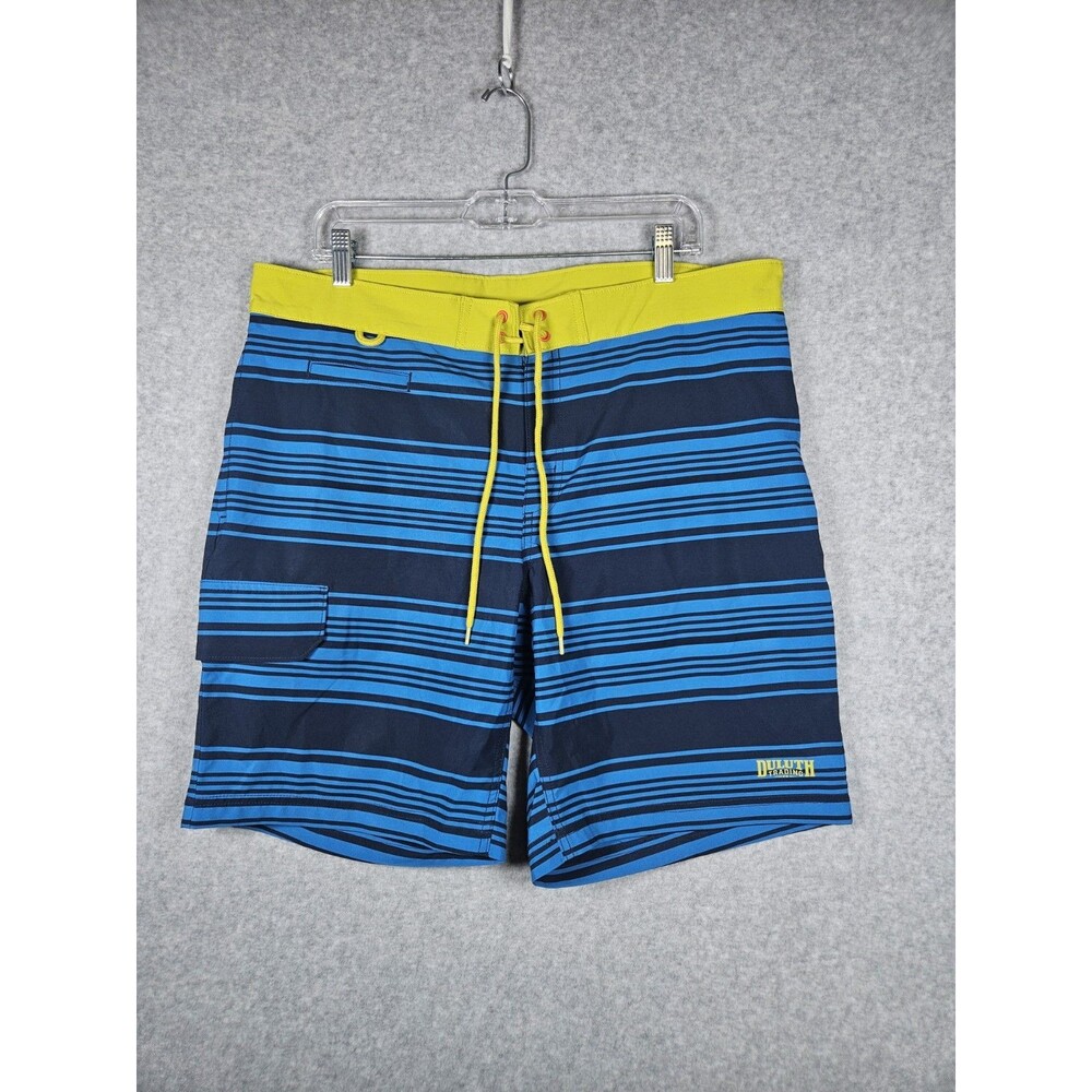 Duluth Trading Co Mens 36 Bull Moose Board Shorts Striped 9" Inseam Swim Trunks